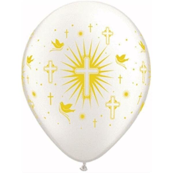 Mayflower Distributing 11 IN. CROSS DOVES PWH LATEX BALLOON 64134